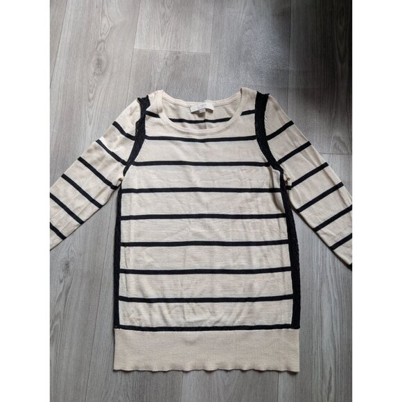 Ann Taylor Loft Womens Striped Lace Detail Sweater Top Size S - Picture 4 of 9